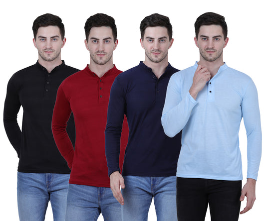 Cotton Blend Full Sleeves Trendy Tshirt For Men's (Pack of 4)